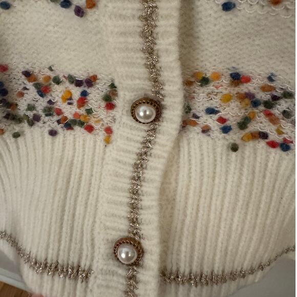 Andree By Unit Cardigan Women M Palmer Colorful Clip Dot Sweater Grandma Spring - Picture 4 of 7